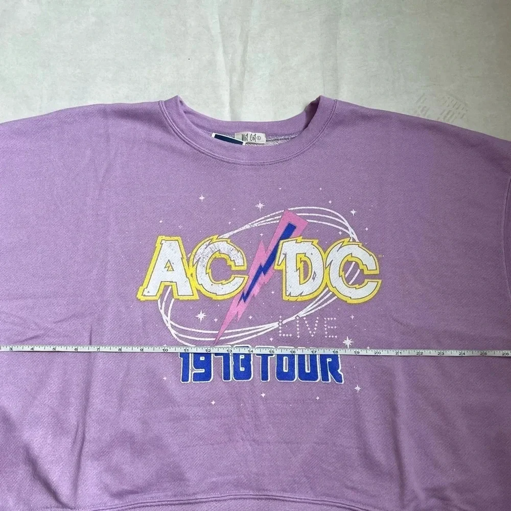 NWT AC/DC Graphic Print Crew Neck Purple Sweatshirt Size L Grunge Rock - Picture 7 of 9